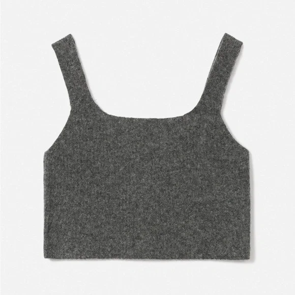Everlane Cozy Stretch Crop Tank Top Ribbed Wool/Yak/Nylon Dark Grey M NWT - Picture 6 of 12